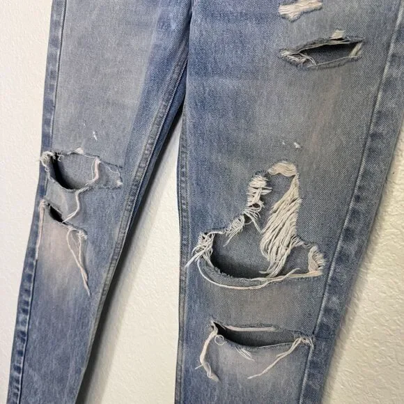 Re/Done Jeans Womens size 25 High Rise Raw Hem Button Fly Distressed Denim - Picture 6 of 15